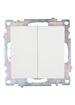 Переключатель 2-клавишный (механизм), STEKKER GLS10-7107-01 , 250V, 10А, серия Катрин, белый