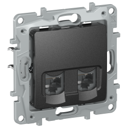 IEKETIKA Розетка компьютерная двойная RJ45 категория 5Е UTP 6726551 антрацит IEK