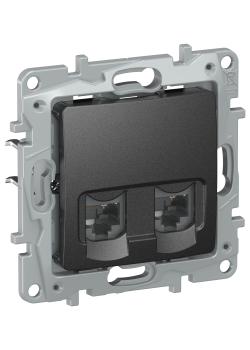 IEKETIKA Розетка компьютерная двойная RJ45 категория 5Е UTP 6726551 антрацит IEK