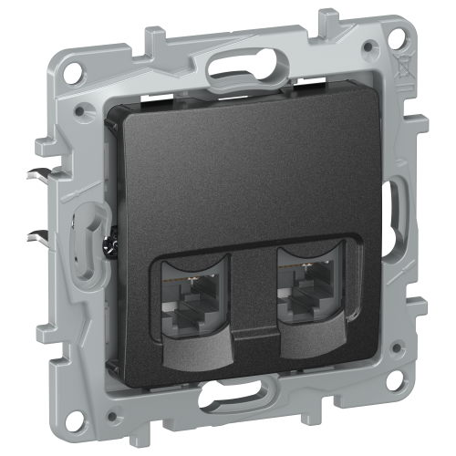 IEKETIKA Розетка компьютерная двойная RJ45 категория 5Е UTP 6726551 антрацит IEK