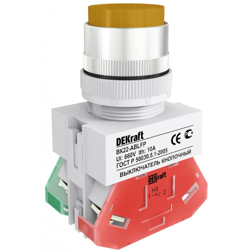 Выкл. кноп. с фикс. ABFP D22 жел. LED 220В ВK-22