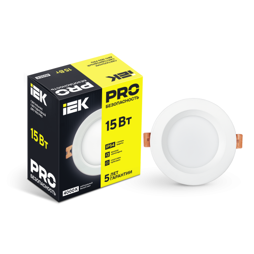 Светильник светодиодный ДВО 1820 PRO круг 15Вт 4000K IP54 белый IEK Светильник светодиодный ДВО 1820 PRO круг 15Вт 4000K IP54 белый IEK