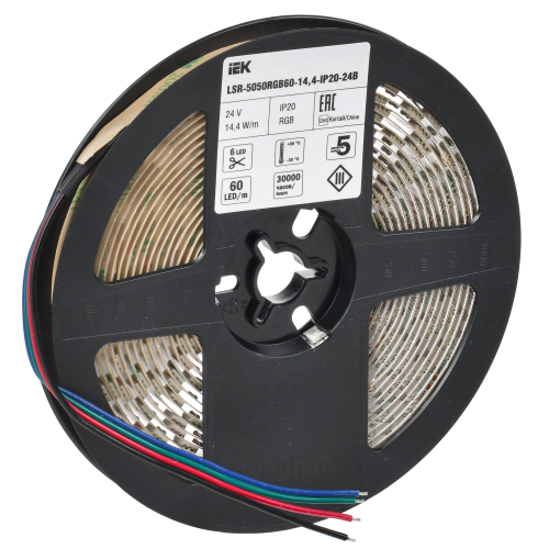 Лента светодиодная 5м LSR-5050RGB60-14,4-IP20-24В IEK Лента светодиодная 5м LSR-5050RGB60-14,4-IP20-24В IEK