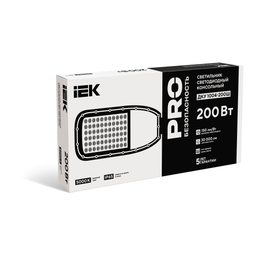 Светильник светодиодный консольный ДКУ 1004-200Ш 5000К IP65 серый IEK