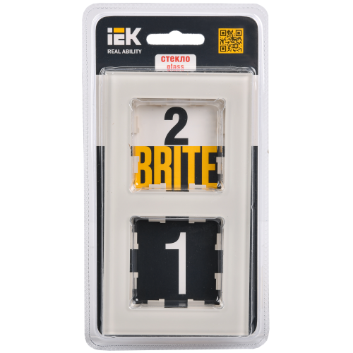 BRITE Рамка 2 -местная РУ-2-2-БрВа стекло ванильный IEK