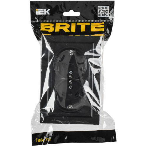 BRITE Розетка 2-местная с заземлением без защитных шторок 16А безвинтовое крепление в сборе РС22-3-БрЧ черный IEK BRITE Розетка 2-местная с заземлением без защитных шторок 16А безвинтовое крепление в сборе РС22-3-БрЧ черный IEK