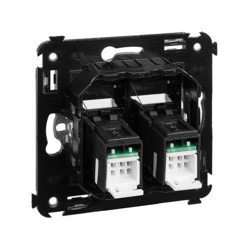 Компьютерная розетка RJ-45 в стену, кат.6А двойная, Avanti, черный квадрат Компьютерная розетка RJ-45 в стену, кат.6А двойная, Avanti, черный квадрат
