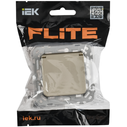 FLITE Розетка с заземлением с защитными шторками и крышкой безвинтовое крепление 16А IP44 РСшкр11-1-44-ФлШ шампань IEK FLITE Розетка с заземлением с защитными шторками и крышкой безвинтовое крепление 16А IP44 РСшкр11-1-44-ФлШ шампань IEK
