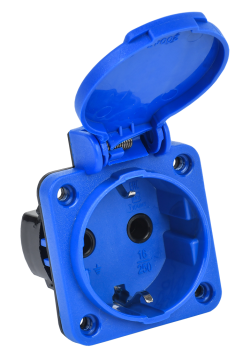 MAGNUM Розетка панельная SCHUKO РП11-3 с крышкой IP44 синий IEK