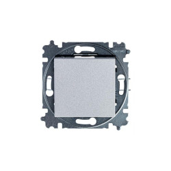 Выключатель кнопочный 1-кл. СП Levit IP20 серебр./дым. черн. ABB 2CHH599145A6070