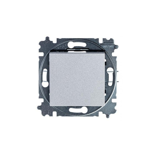 Выключатель кнопочный 1-кл. СП Levit IP20 серебр./дым. черн. ABB 2CHH599145A6070