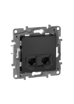 ETIKA Розетка компьютерная двойная RJ45 категория 5Е UTP антрацит