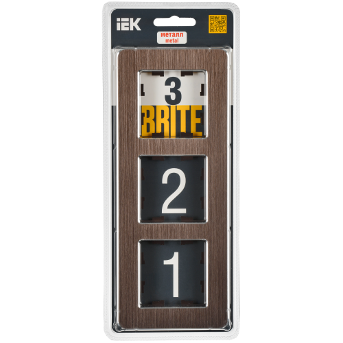BRITE Рамка 3-местная РУ-3-1-Бр металл коричневый RE AL IEK BRITE Рамка 3-местная РУ-3-1-Бр металл коричневый RE AL IEK