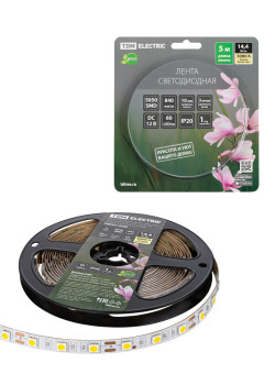 Лента светодиодная SMD5050-60 LED/м-IP20-12 В-14,4 Вт/м-3000 К (5 м) блистер TDM