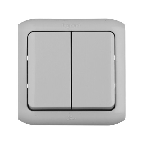 Двухклавишный выключатель 10 A - 250 В~ - Quteo IP 44 - Серый Двухклавишный выключатель 10 A - 250 В~ - Quteo IP 44 - Серый
