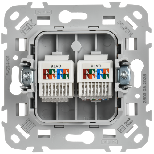 FLITE Розетка 2-местная компьютерная RJ45 категория 6 UTP РК6-2-0-ФлБ белый IEK