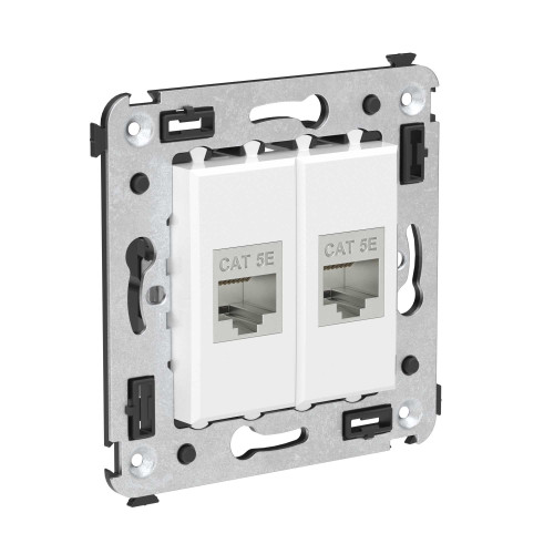 Компьютерная розетка RJ-45 без шторки в стену, кат.5e двойная экранированная, Avanti, белое облако Компьютерная розетка RJ-45 без шторки в стену, кат.5e двойная экранированная, Avanti, белое облако