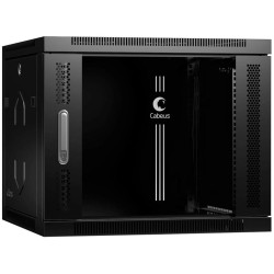 Шкаф коммутационный Cabeus (SH-05F-9U60/35-BK) настенный 9U 600x350мм пер.дв.стекл 60кг черный 290мм 18кг 220град. 501мм IP20 сталь