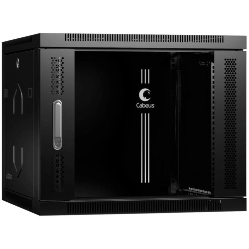 Шкаф коммутационный Cabeus (SH-05F-9U60/35-BK) настенный 9U 600x350мм пер.дв.стекл 60кг черный 290мм 18кг 220град. 501мм IP20 сталь