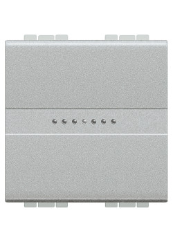 Livinglight. Кнопка аксиальная одноклавишная 10А 250В. Автоматические клеммы. 2 модуля. Цвет Алюминий