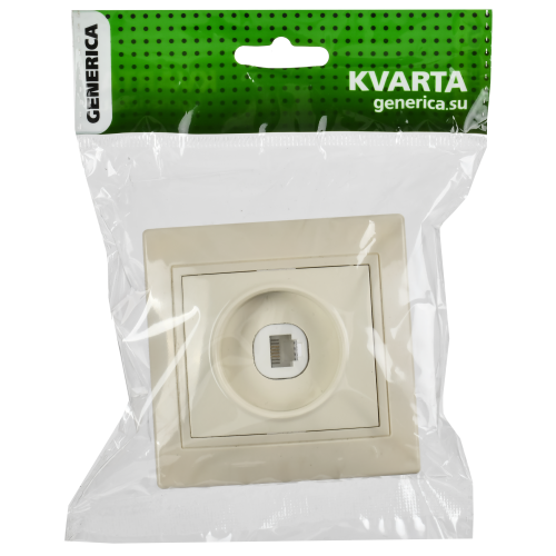 KVARTA Розетка 1-местная телефонная RJ11 РТ10-ККм кремовый GENERICA
