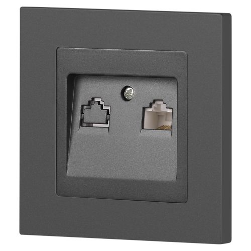 Розетка компьютерная 1-м СП Accent 6-303-07 RJ45 IP20 графит Intro Б0063638 Розетка компьютерная 1-м СП Accent 6-303-07 RJ45 IP20 графит Intro Б0063638