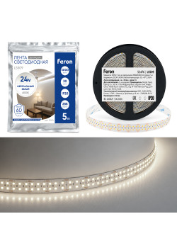 Лента светодиодная двухрядная, 288SMD(2835)/м 30Вт/м 24V 5000*20*1.8мм 4000К, IP20 , LS509 FERON