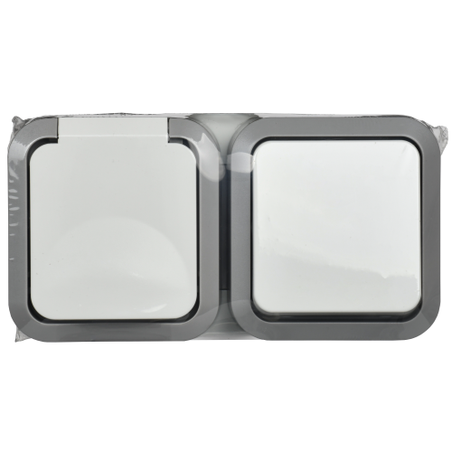 TORS Блок розетка + выключатель горизонтальный 16А IP55 TS242 серо-белый IEK TORS Блок розетка + выключатель горизонтальный 16А IP55 TS242 серо-белый IEK