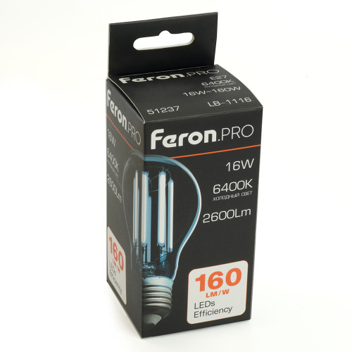 Лампа светодиодная Feron.PRO LB-1116 Шар E27 2600LM 16W 175-265V 6400K Лампа светодиодная Feron.PRO LB-1116 Шар E27 2600LM 16W 175-265V 6400K