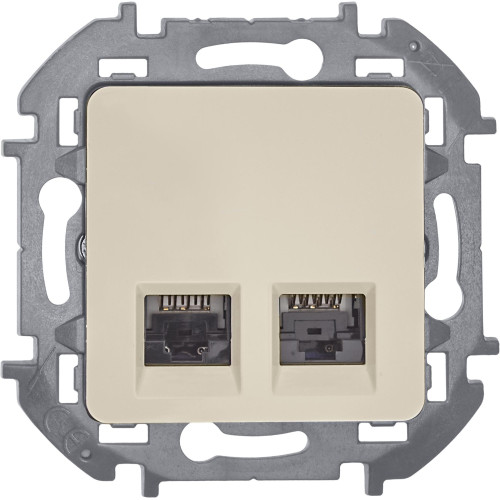 Розетка компьютерная двойная/ Розетка компьютерная двойная RJ-45 категория 6 UTP слоновая кость INSPIRIA Розетка компьютерная двойная/ Розетка компьютерная двойная RJ-45 категория 6 UTP слоновая кость INSPIRIA