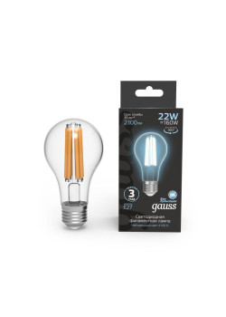 Лампа светодиодная филаментная Black Filament 22Вт A70 грушевидная 4100К нейтр. бел. E27 2100лм GAUSS 102902222