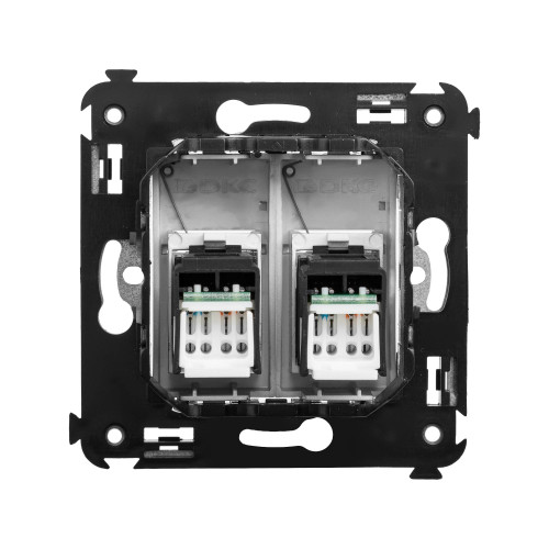 Компьютерная розетка RJ-45 в стену, кат.6 двойная, Компьютерная розетка RJ-45 в стену, кат.6 двойная,
