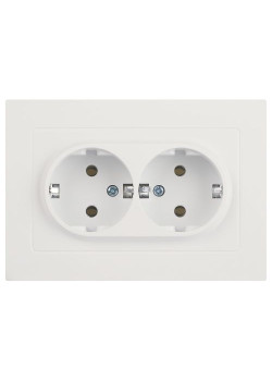 Розетка Accent 6-205-01М 2X2P+E Schuko 16А-250В IP20 СУ AL/CU бел. матов. Intro Б0063487