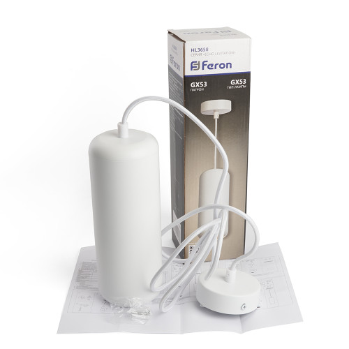 Светильник потолочный Feron HL3658 Barrel ECHO levitation 12W, 230V, GX53, белый, с антибликовой сеточкой, на подвесе 1,7 м Светильник потолочный Feron HL3658 Barrel ECHO levitation 12W, 230V, GX53, белый, с антибликовой сеточкой, на подвесе 1,7 м