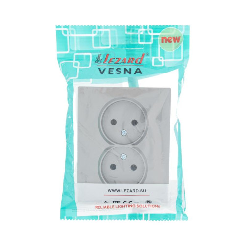 Розетка 2-м СП VESNA без заземл. ПБТ платина LEZARD 742-3500-128B Розетка 2-м СП VESNA без заземл. ПБТ платина LEZARD 742-3500-128B