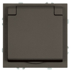 Розетка 1-местная с крышкой с защ. штор, STEKKER, с/з, IP42, 250В, 16А, серия Эмили, RST16-5112-09, антрацит, soft touch
