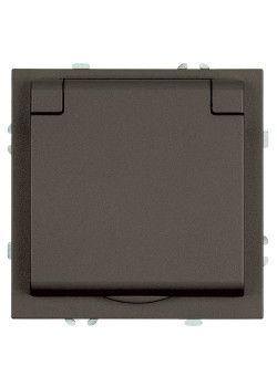 Розетка 1-местная с крышкой с защ. штор, STEKKER, с/з, IP42, 250В, 16А, серия Эмили, RST16-5112-09, антрацит, soft touch