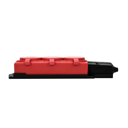 MULTISET Колодка 3х розетка 2К+З каучуковая 16 А/250 В IP44 КРАСНАЯ MULTISET Колодка 3х розетка 2К+З каучуковая 16 А/250 В IP44 КРАСНАЯ