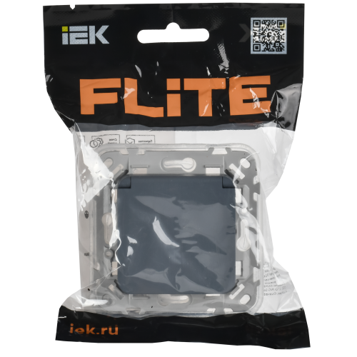 FLITE Розетка с заземлением с защитными шторками и крышкой безвинтовое крепление 16А IP44 РСшкр11-1-44-ФлМ маренго IEK FLITE Розетка с заземлением с защитными шторками и крышкой безвинтовое крепление 16А IP44 РСшкр11-1-44-ФлМ маренго IEK