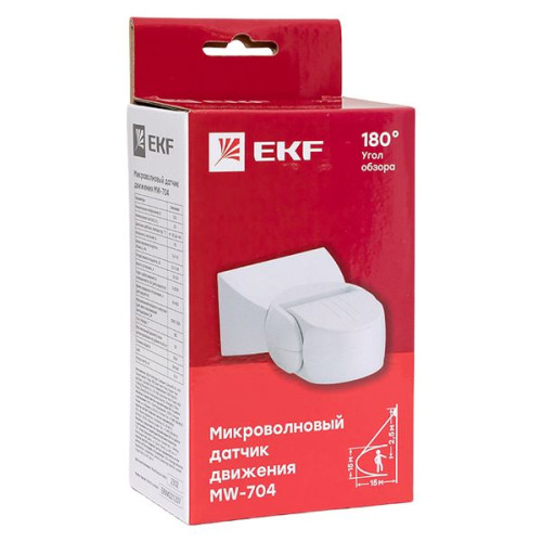 Микроволновый датчик движения бел. 1200Вт 180гр. до 15м IP65 MW-704 EKF Микроволновый датчик движения бел. 1200Вт 180гр. до 15м IP65 MW-704 EKF