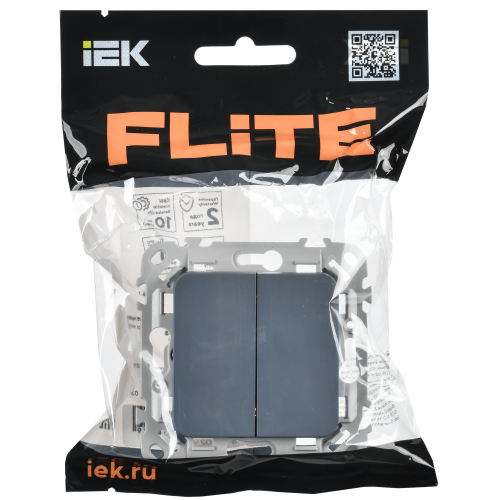 FLITE Выключатель 2-клавишный 10А ВС12-1-0-ФлМ маренго IEK