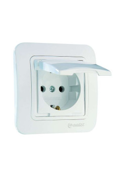 Розетка 1-м СП Lillium 16А IP20 без заземл. с крышкой бел./бел. Makel 70029