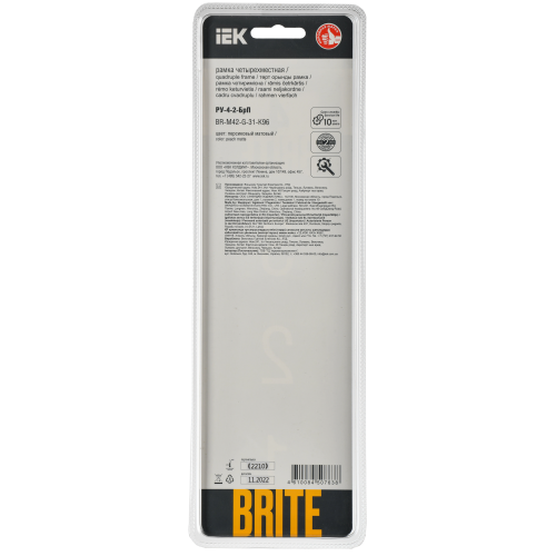 BRITE Рамка 4-местная РУ-4-2-БрП стекло персиковый матовый IEK BRITE Рамка 4-местная РУ-4-2-БрП стекло персиковый матовый IEK