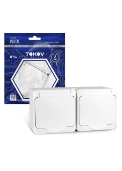 Розетка 2-м ОП Nix 16А IP54 250В с заземл. с крышкой бел. TOKOV ELECTRIC TKE-NX-R2Z-C01-IP54
