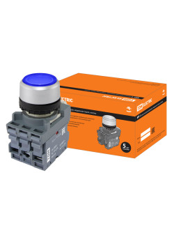 Кнопка MP1-21L(LED) в сборе d22мм/220В 1з+1р синяя TDM