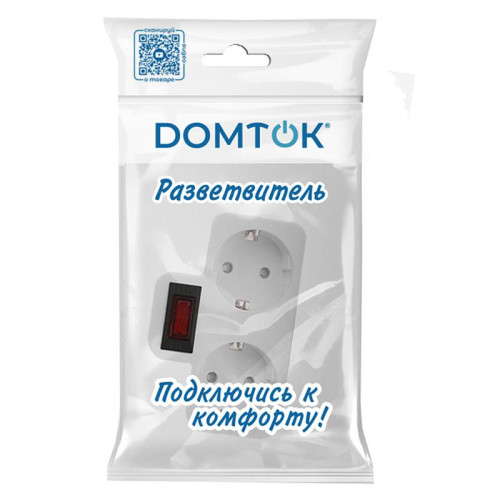Разветвитель 2-м плоский с выключателем с заземл. 16А 3500Вт 250В бел. DОМТОК 2664 Разветвитель 2-м плоский с выключателем с заземл. 16А 3500Вт 250В бел. DОМТОК 2664