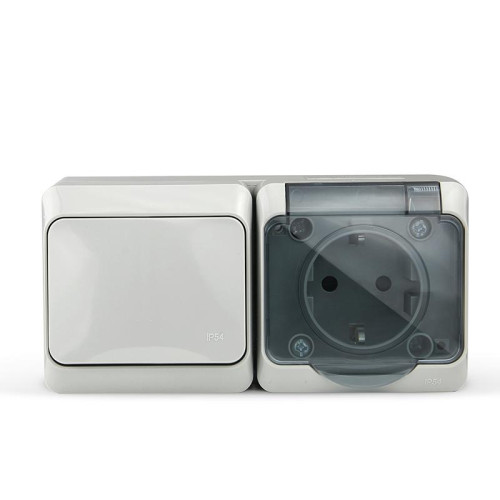 Блок ОП Nix (розетка 16А 250В с заземл. + 1-кл. выкл. 10А) IP54 сер. TOKOV ELECTRIC TKE-NX-V1RZ-C06T-IP54 Блок ОП Nix (розетка 16А 250В с заземл. + 1-кл. выкл. 10А) IP54 сер. TOKOV ELECTRIC TKE-NX-V1RZ-C06T-IP54