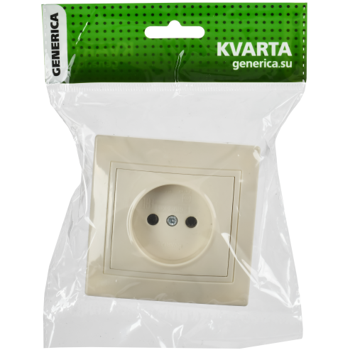 KVARTA Розетка 1-местная без заземления без защитных шторок 10А РС10-2-ККм кремовый GENERICA KVARTA Розетка 1-местная без заземления без защитных шторок 10А РС10-2-ККм кремовый GENERICA