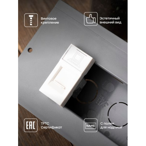 Розетка RJ45 кат. 5e, 1 модуль EKF Розетка RJ45 кат. 5e, 1 модуль EKF