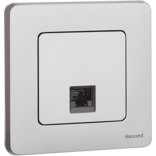 Розетка компьютерная/ Розетка компьютерная RJ-45 категория 6 UTP алюминий INSPIRIA
